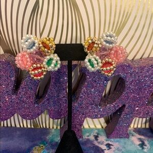 Vintage Colorful Beaded Earrings